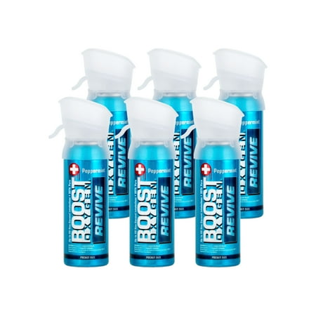 Boost Oxygen 3L Pocket Sized Canned Oxygen with Mouthpiece, Peppermint (6 Pack)