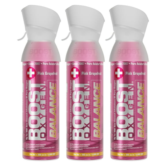 (3 pack) Boost Oxygen Portable Canned Oxygen, Pink Grapefruit, 5L