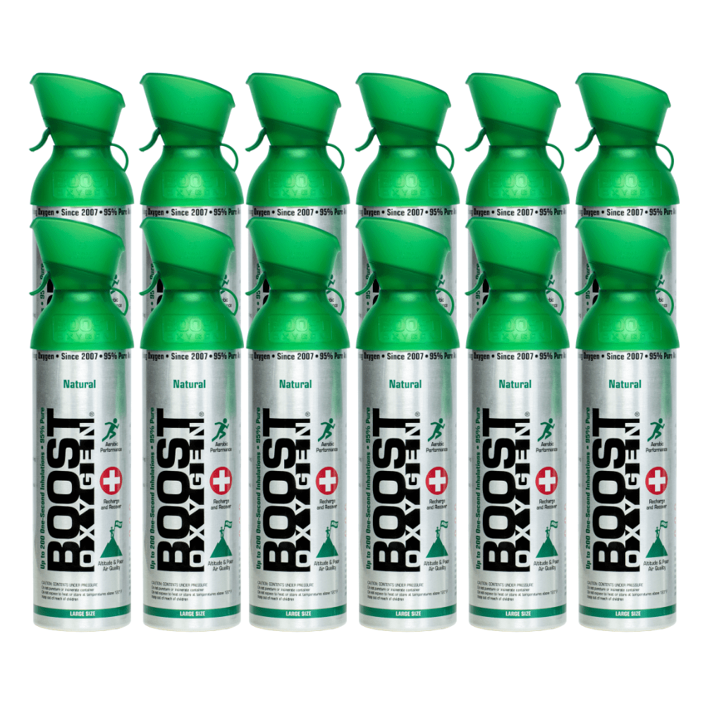 Boost Oxygen Large Natural 10L Canister | Respiratory Support for Aerobic Recovery, Altitude, Performance & Health (12 Pack)