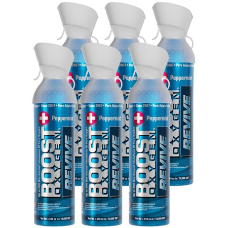 (6 pack) Boost Oxygen Portable Canned Oxygen, Peppermint, 10L