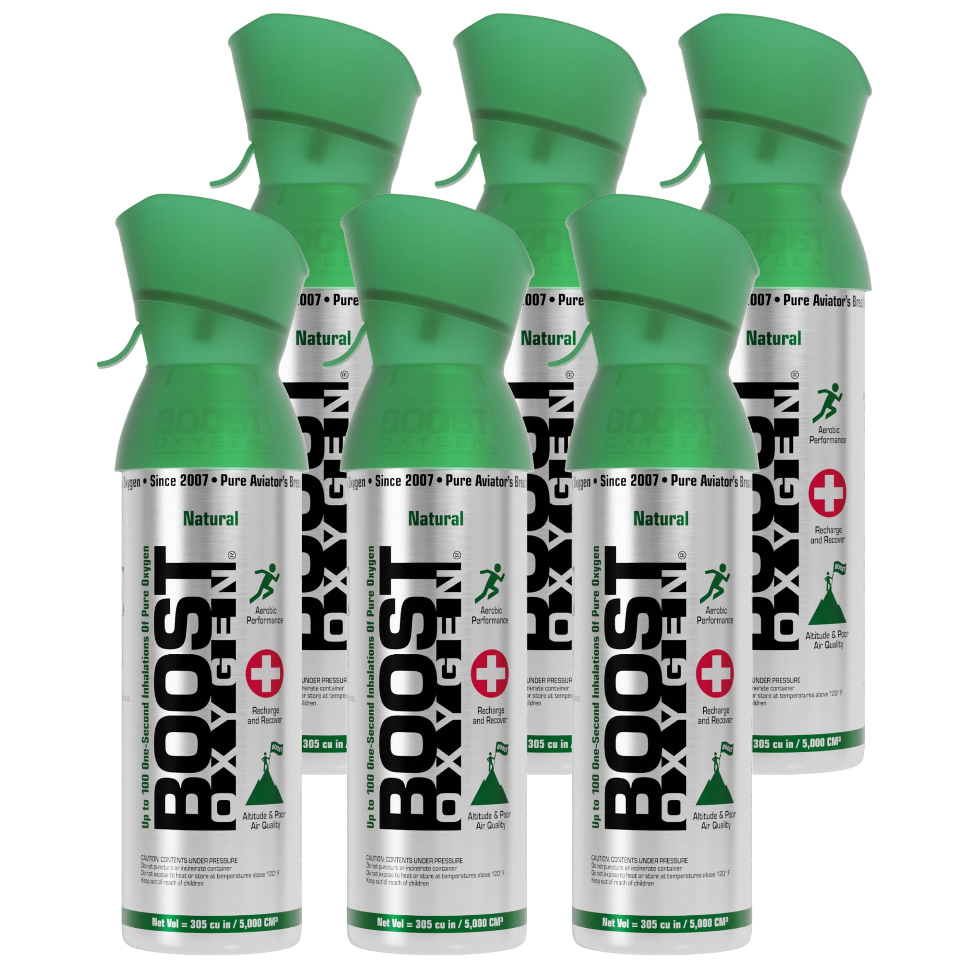 Boost Oxygen Medium Natural 5L Canister | Respiratory Support for Aerobic Recovery, Altitude, Performance & Health (6 Pack)