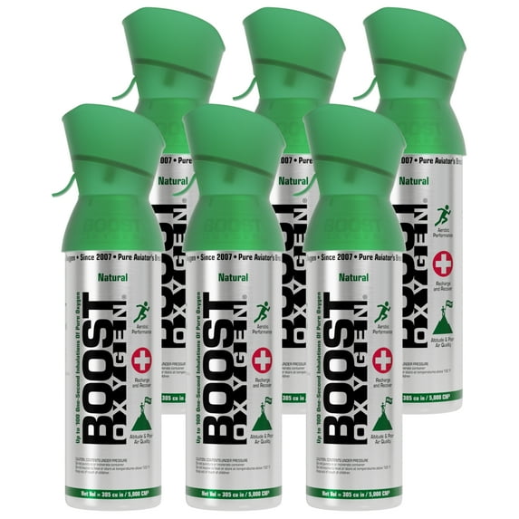 (6 pack) Boost Oxygen Portable Canned Oxygen, Natural, 5L
