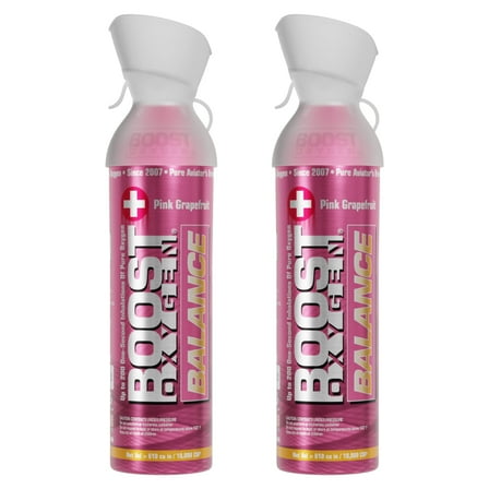 Boost Oxygen Portable Canned Oxygen, Pink Grapefruit, 10L, 2 Pack