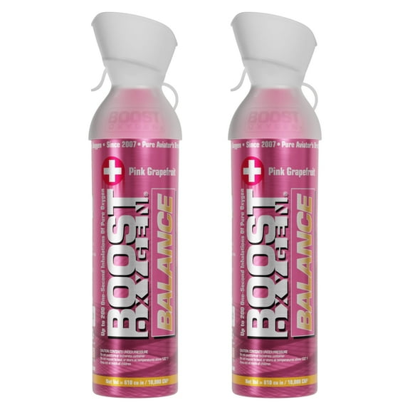 Boost Oxygen Portable Canned Oxygen, Pink Grapefruit, 10L, 2 Pack