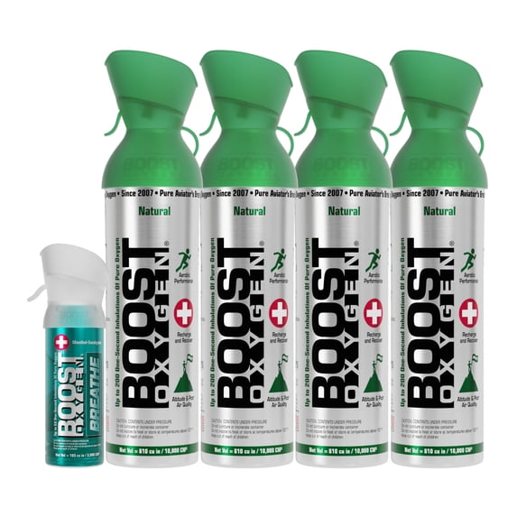Boost Oxygen Natural 4 Pure Canned Oxygen Canisters w/ 1 Pocket Sized