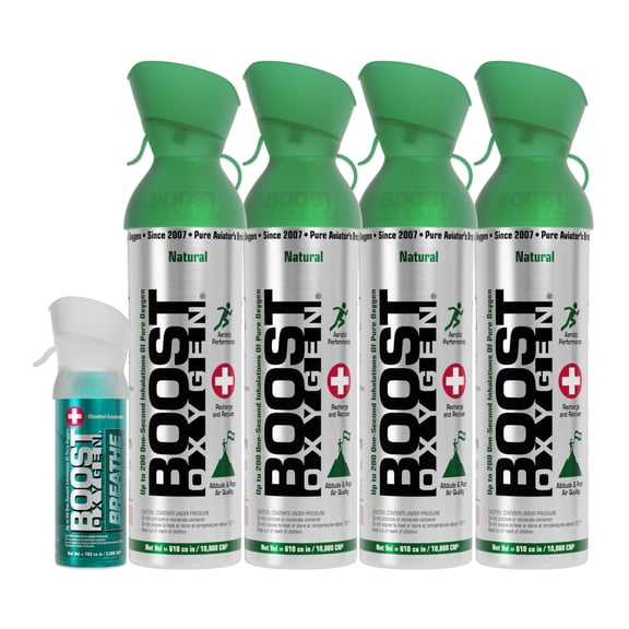 Boost Oxygen Natural 4 Pure Canned Oxygen Canisters w/ 1 Pocket Sized
