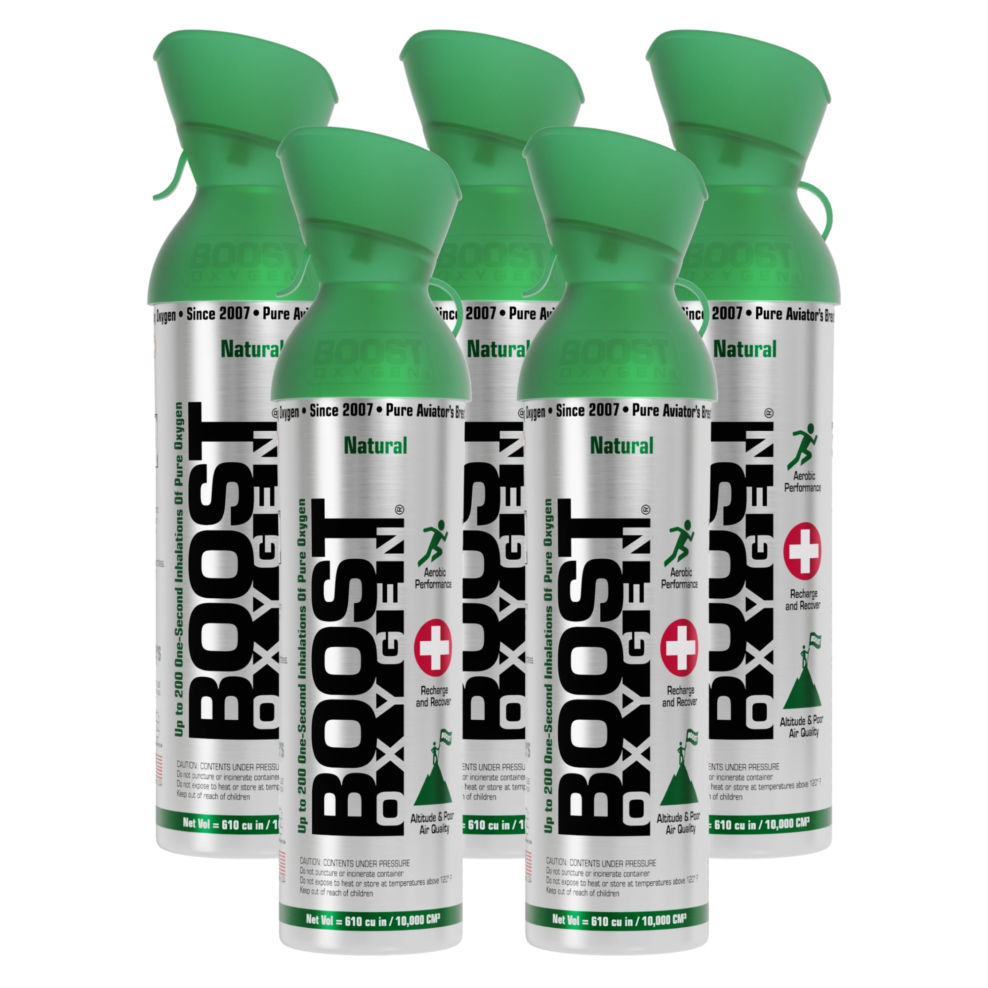 Boost Oxygen Portable Canned Oxygen, Natural, 10L, 5 Pack