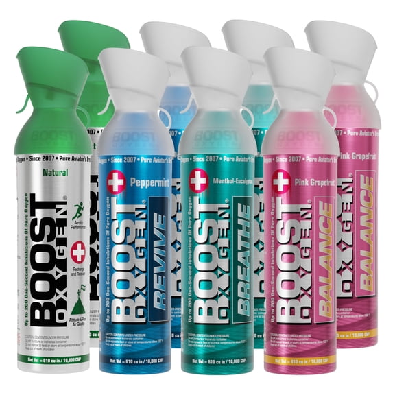 Boost Oxygen Natural Portable 10 Liter Oxygen Variety Canister (8 Pack)