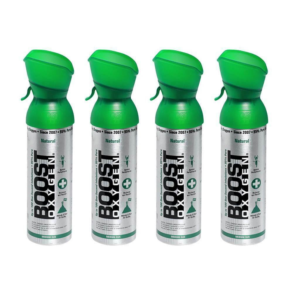 Boost Oxygen Natural Portable 5 Liter Pure Canned Oxygen Canister (4 Pack)