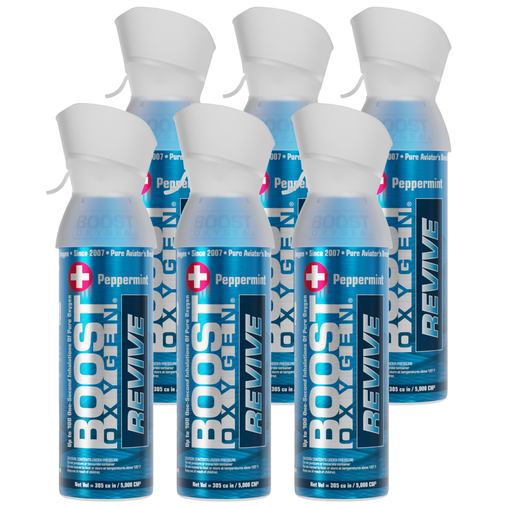 Boost Oxygen Natural Portable 5L Pure Oxygen Canister Peppermint (6 Pack)