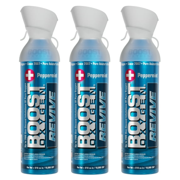 (3 pack) Boost Oxygen Portable Canned Oxygen, Peppermint, 10L