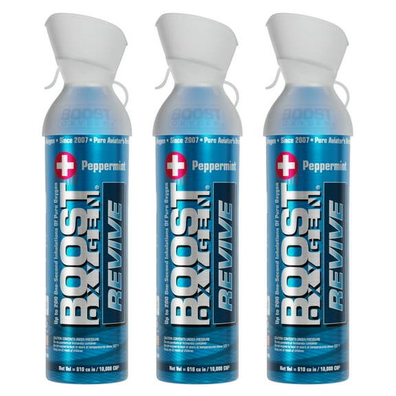 (3 pack) Boost Oxygen Portable Canned Oxygen, Peppermint, 10L