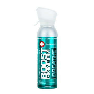 Boost Oxygen Supplemental Canned Oxygen BREATHE Menthol-Eucalyptus Medium 5 Liter, 1 Pack, Model 603