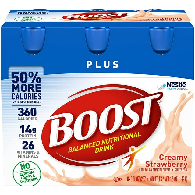 Boost Plus Complete Nutritional Drink, Creamy Strawberry, 8 oz, 6-CT (Pack of 1)