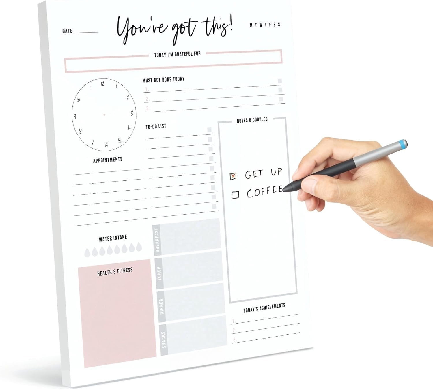Boost Productivity with Undated Daily Planner - 50 -Off Sheets - Goal ...