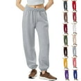 thumbnail image 1 of Boost Straight Leg Sweatpants Women Fleece Cuffed Joggers Comfy Daily Track Pant Athletic Fit Trousers 05-Light Gray L, 1 of 3