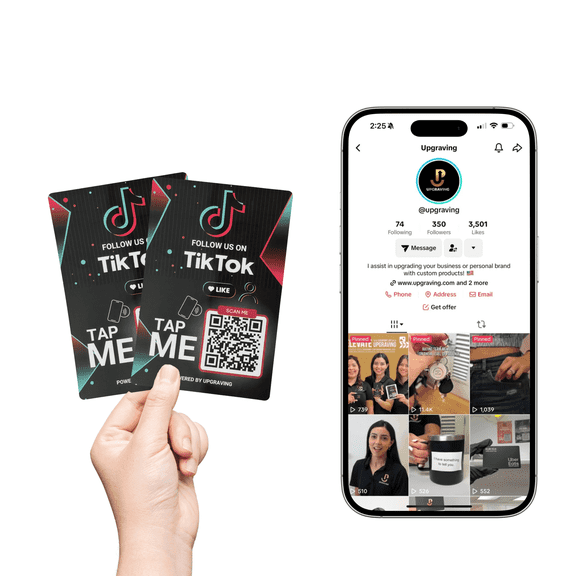 Upgraving Reusable QR & NFC Tap Sticker for TikTok Followers (2 Pack)