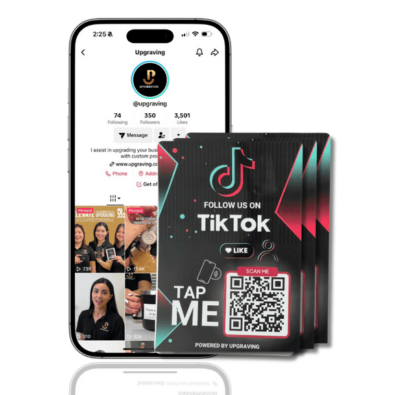 Upgraving Reusable QR & NFC Tap Sticker for Tiktok Followers (3 Pack)