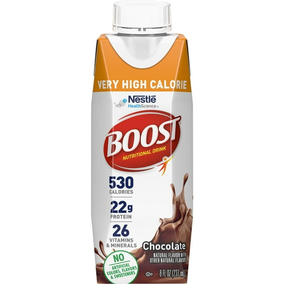BOOST Very High Calorie Nutritional Drink - Helps Weight Gain & Maintenance - Chocolate - 8 fl oz (1 Carton)