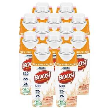 Boost Very High Calorie Nutritional Drink, Creamy Strawberry, 8 FL OZ (Pack of 12)