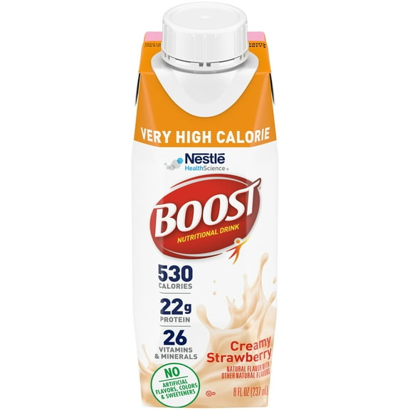 Boost Very High Calorie Nutritional Drink, Creamy Strawberry, 8 FL OZ (Pack of 54)