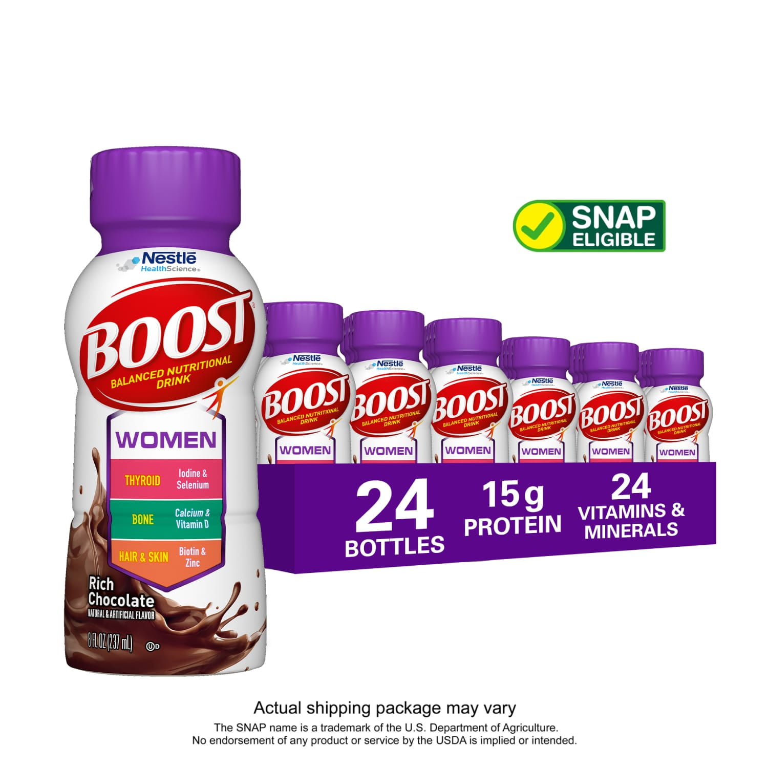 Boost Women Ready to Drink Nutritional Drink, Rich Chocolate, 24 Count (4 - 6 Packs)