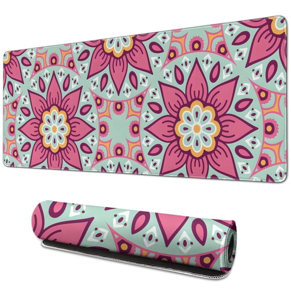 Boost Your Productivity: Amcove Mouse Pad - Vintage Decorative Elements, Mandala Design, Non-Slip Rubber Base (31.5x11.8 Inch)
