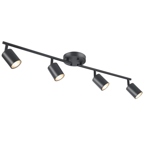 BoostArea LED 4 Light Track Lighting Kit, Black 4 Way Ceiling Spot Lighting, Flexibly Rotatable Light Head for Kitchen, Living Room, Bedroom, Bulb Not Included