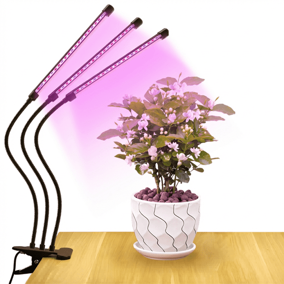 BoostGro 3 Light Tubes LED Grow Light for Indoor Plants Full Spectrum with Red, Blue LEDs 10 Brightness Level Dimmable Auto Timer 3/9/12 Hrs, USB Plug