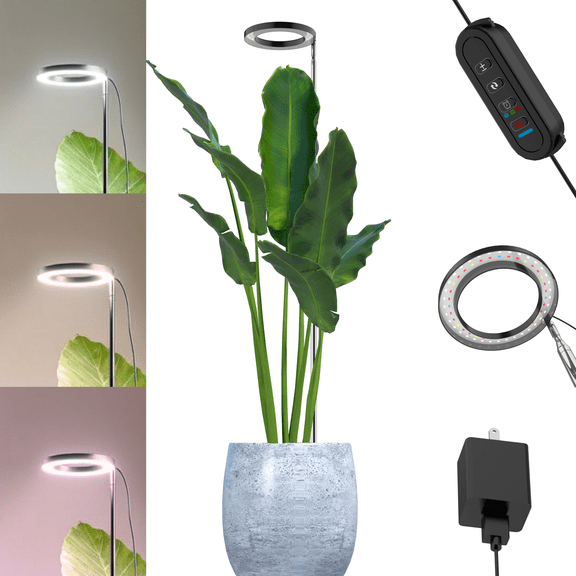 BoostGro LED Plant Grow Light for Large Tall Plants Full Spectrum with 3 Color Modes, Height Adjustable, Auto Timer 3/9/12 Hours, 10 Brightness Levels, USB Plug
