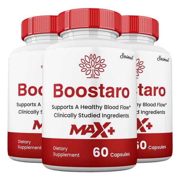 Boostaro Max+ Blood Flow Pills, Boostaro Max+ ed Capsules, Maximum Strength Male Supplement (3 Pack)