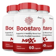 Boostaro Max+ Blood Flow Pills, Boostaro Max+ ed Capsules, Maximum Strength Male Supplement 3 Pack