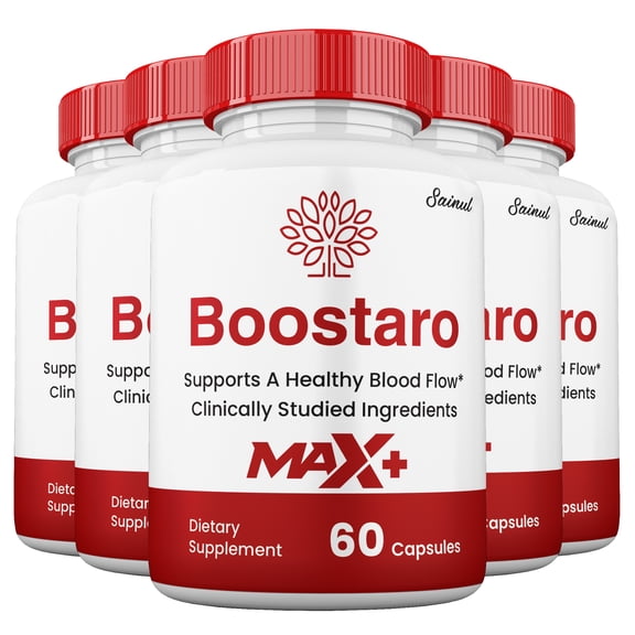 Boostaro Max+ Blood Flow Pills, Boostaro Max+ ed Capsules, Maximum Strength Male Supplement (5 Pack)