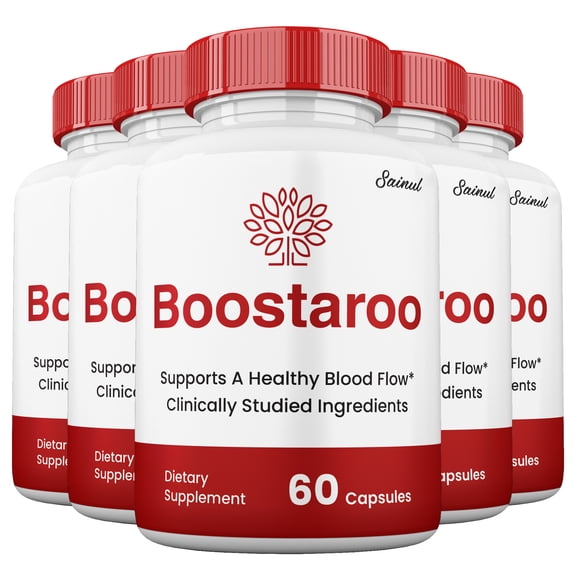 Boostaroo Blood Flow Pills, Maximum Strength for Male Health, Boostaroo Male Supplement (5 Pack)