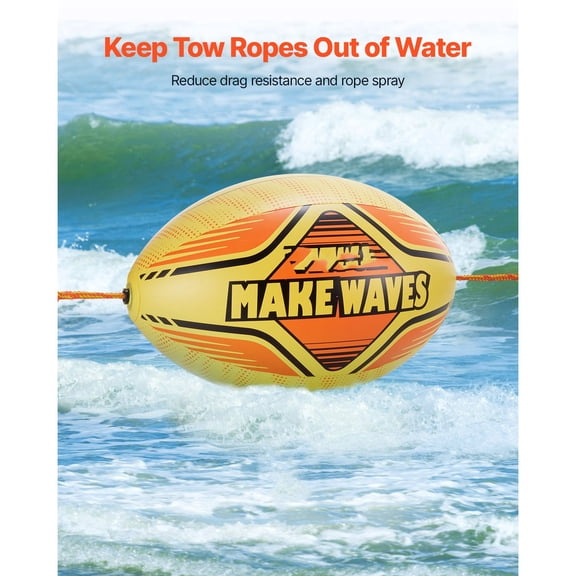 Booster Ball, Towable Tube Rope Performance Ball, Thickened PVC Inflatable Booster Balls for Boating and Water Sports - with High Tensile Strength Rope and Speed Safety Valve