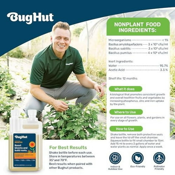 Booster Liquid Plant Food - Formula for Strong Roots, Vibrant Blooms, and Healthy Growth - Ideal for Indoor & Outdoor Gardening - People, Pets & Pollinator Friendly - 16 fl oz, Mak