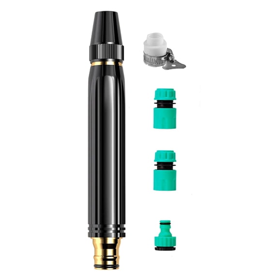 Booster Nozzle High Pressure Garden Hose Adapter, Multi-Function Car Wash Water Gun Kit, Portable Outdoor Plant Watering Sprayer Tool, 7 Inch Adjustable Nozzle Assembly for Vehicle Cleaning,Black