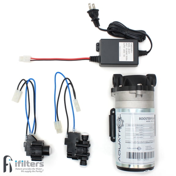 Booster Pump Kit for Reverse Osmosis RO DI Systems Up To 50 GPD, Complete Kit W/All Components & Hoses, 1/4" QC Ports