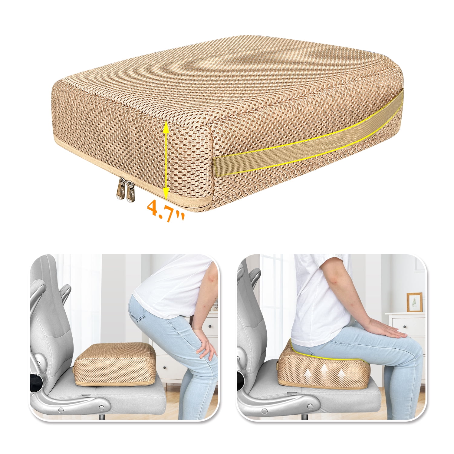 Booster Seat Cushion Extra Firm Chair Foam Cushion for Adults Booster Seat Elevation Pillow Lift Cushion for Chair, Couch, Office, Patio