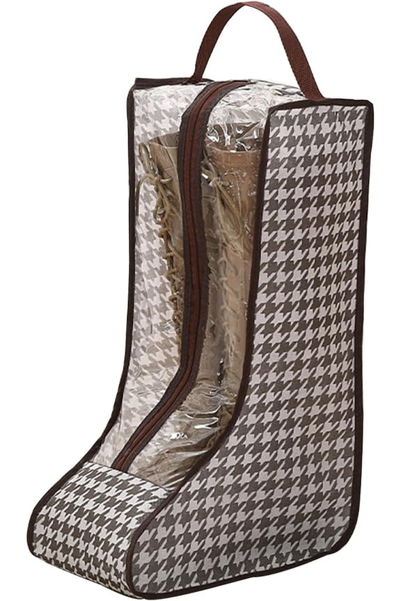 Boot Bag, Portable Tall Boots Storage Bags, Plaid Pattern with Zipper Boots Transparent Storage Bag, Boot Storage Bag for Travel and Daily Use (Long)