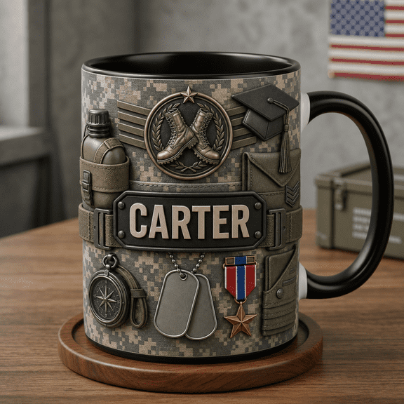 Boot Camp Mug Custom Accent Mug for Military Graduation Gift, Personalized Dad Gift