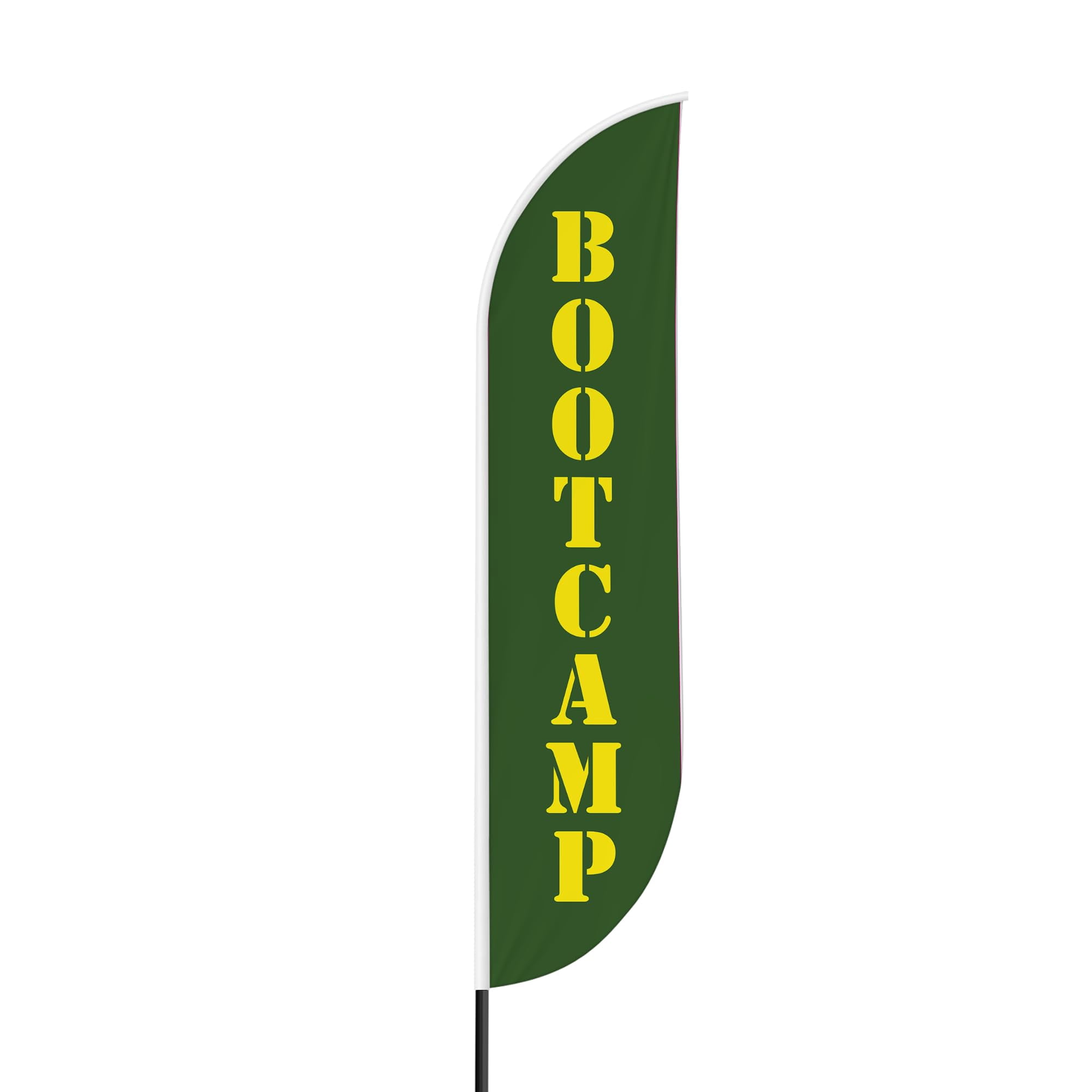 Boot Camp Sign feather flag for Outdoor by Mavis Printing | 11.5 FEET Long Polyester Outdoor Banner Flag for Easy Hang | HD Print Swooper I Flag Only to Advertise Boot Camp BusinessI Flag Only