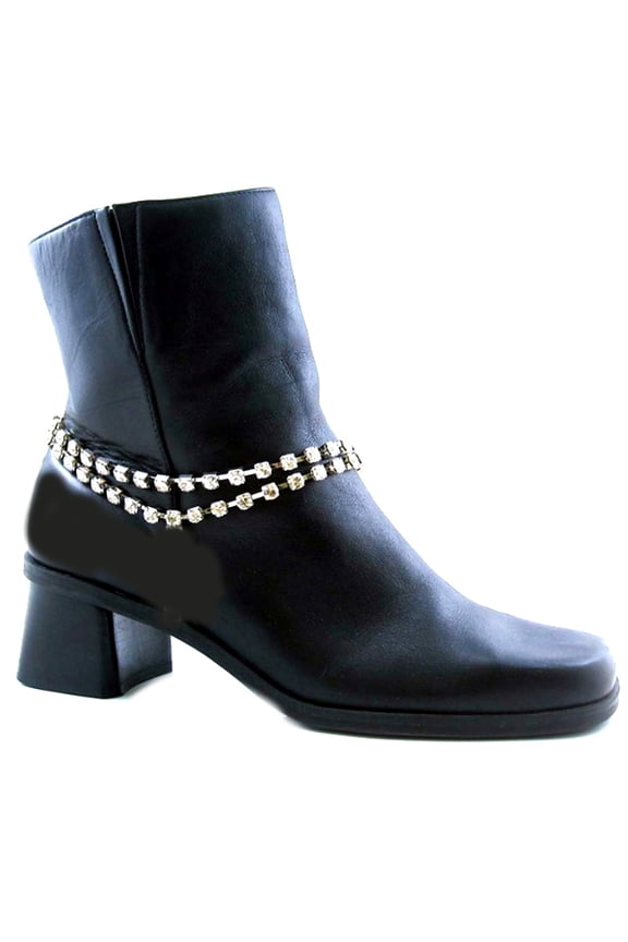 Boot Chain Anklet Jewelry Two Strands of Big Rhinestones Adjustable Length and Gorgeous Glamour