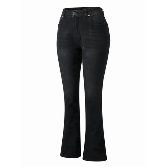 Boot Cut Jeans for Women Mid Waist Tummy Control Trendy Flare Jeans Straight Denim Pants Black XL