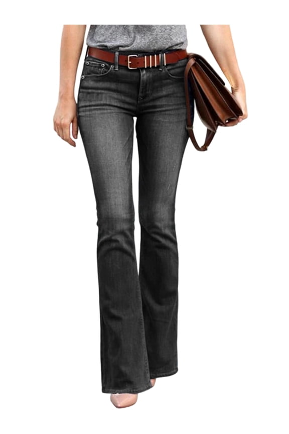 Boot Cut Jeans for Women Mid Waist Tummy Control Trendy Flare Jeans Straight Denim Pants