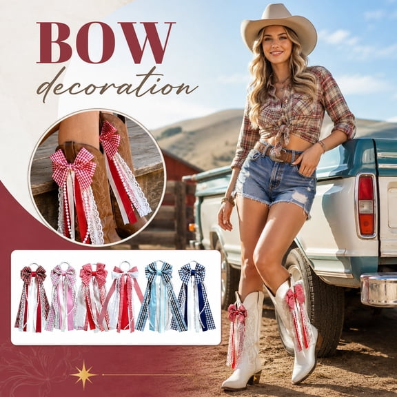 Boot Decor Ornament Charms, Coquette Decor Satin Ribbon Blue Decor, Preppy Decor Lace Ribbon Bow Accessories, Long Tail Bow Clips Faux Pearl Accents, 7X3 Inch Navy Blue 2-Piece