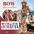 thumbnail image 1 of Boot Decoration Accessory, Pink Satin Ribbon Bow Tassel Shoe Set 2 Count, Pink White Plaid Fabric Shoe Charm Ornaments, White Lace Ribbon Trimmed Shoe Add-Ons, 7X3 Inch Adds, 1 of 3