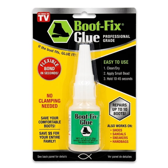 Boot-Fix Glue Professional Grade Fast Drying Shoe Repair Adhesive, Strong Flexible Bond for Rubber Shoes and Soles, 20g