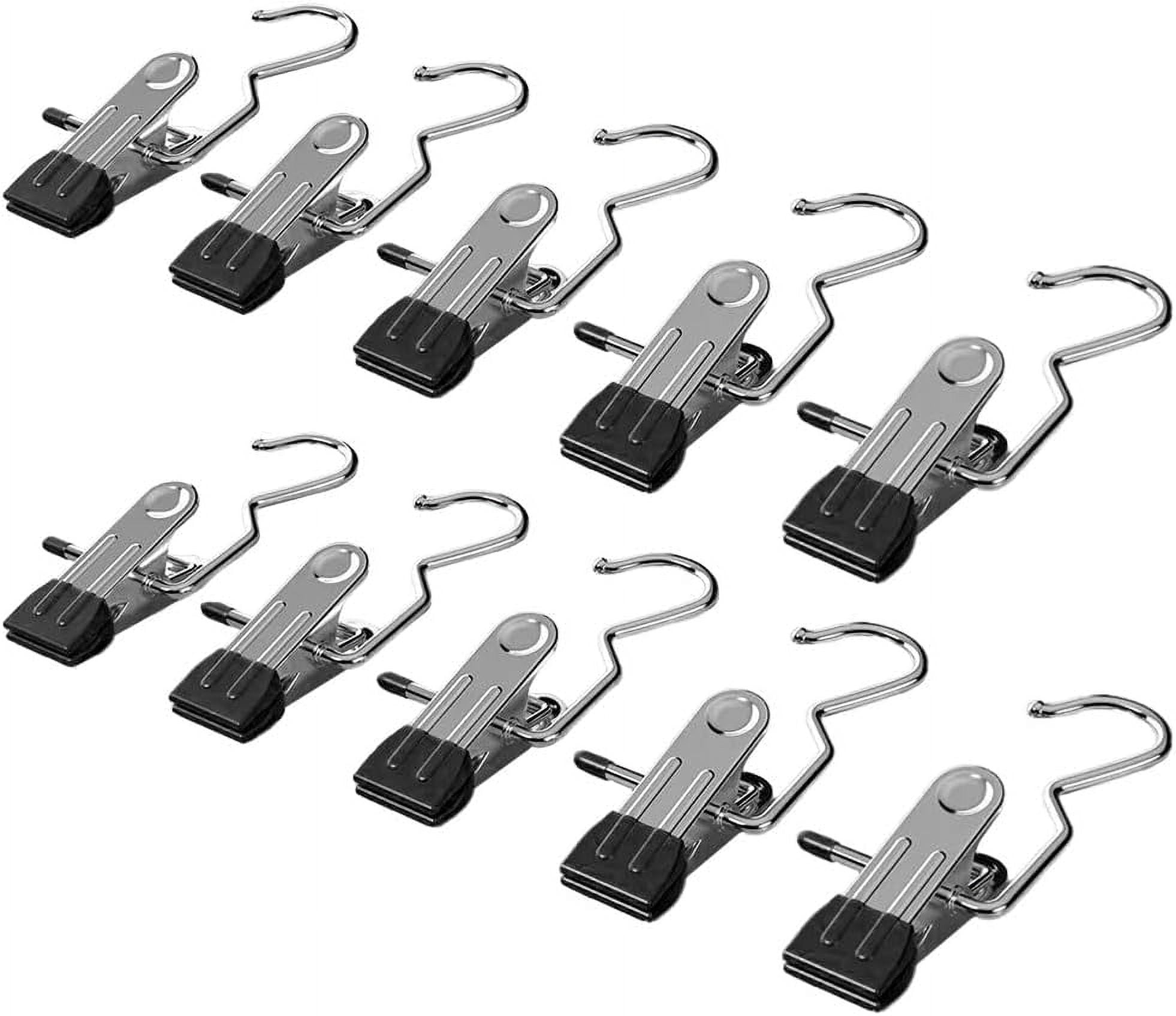 Boot Hangers Clips, 30 Pcs Portable Laundry Hooks Hanging Clips, 360° Rotating Heavy Duty Hanging Hooks Clip for Closet Travel Pants Socks Handbags (Black)