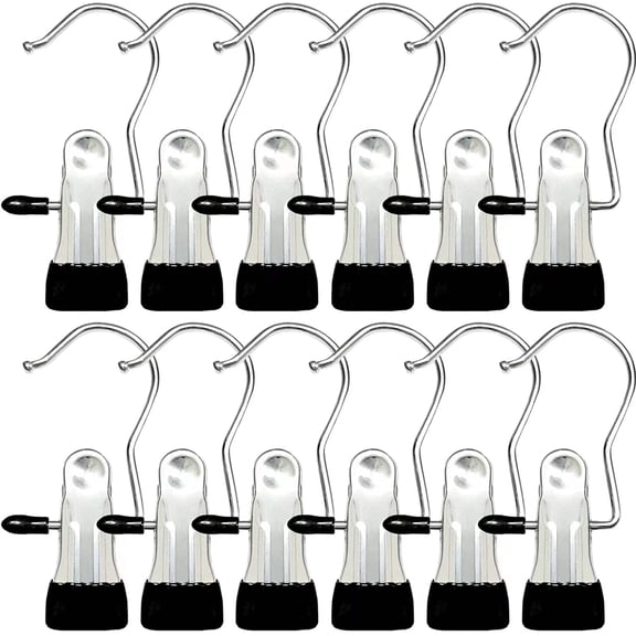 Boot Hangers for Closet, 12 Pack Hanging Hooks for Laundry, Towel Clips Boot Organizer for Home and Travel, Clothespins Clip Hangers for Pants Hats Socks Gloves